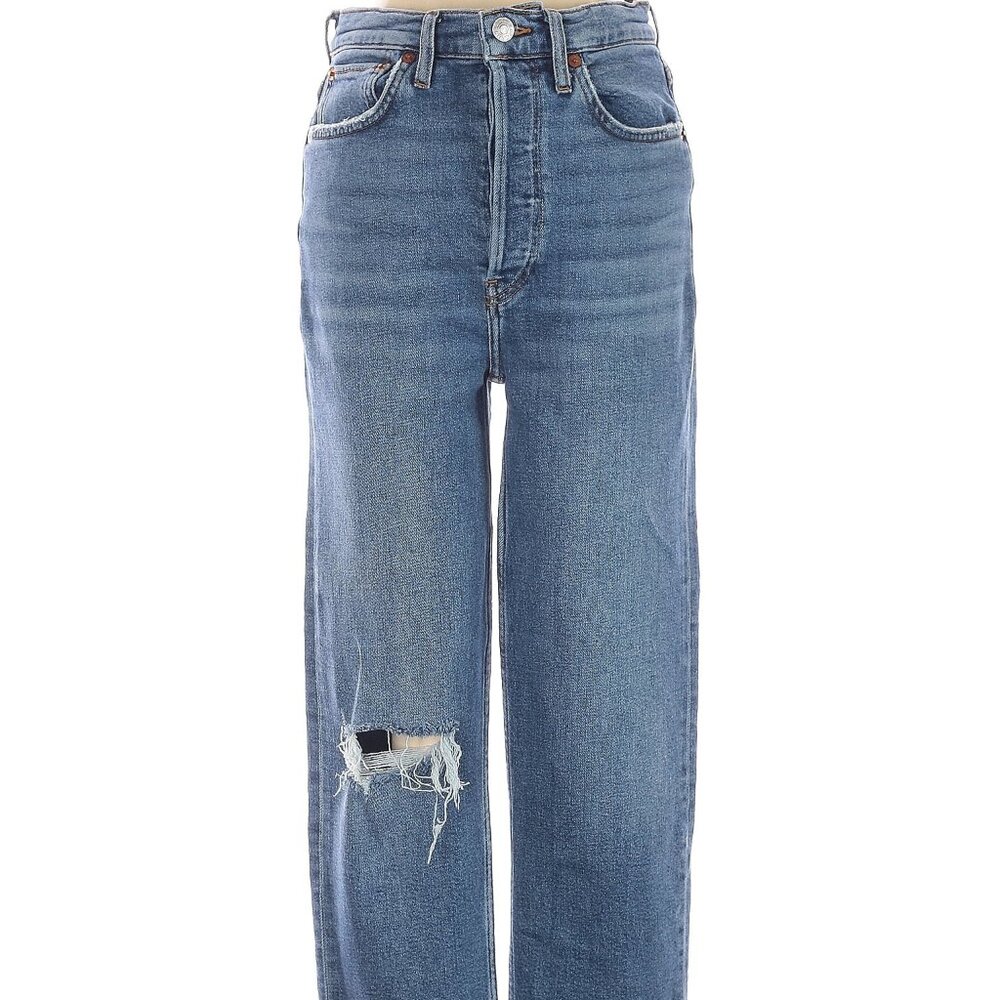 Distressed RE/DONE Jeans.